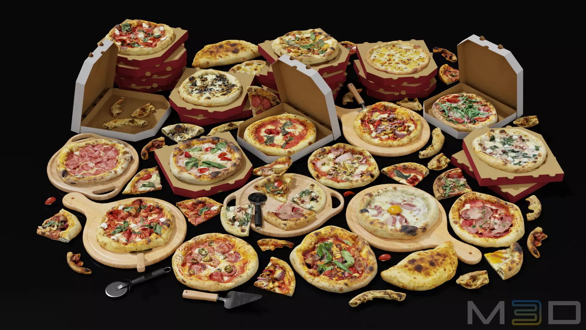 Pizza Pack Low-poly 3D model_0