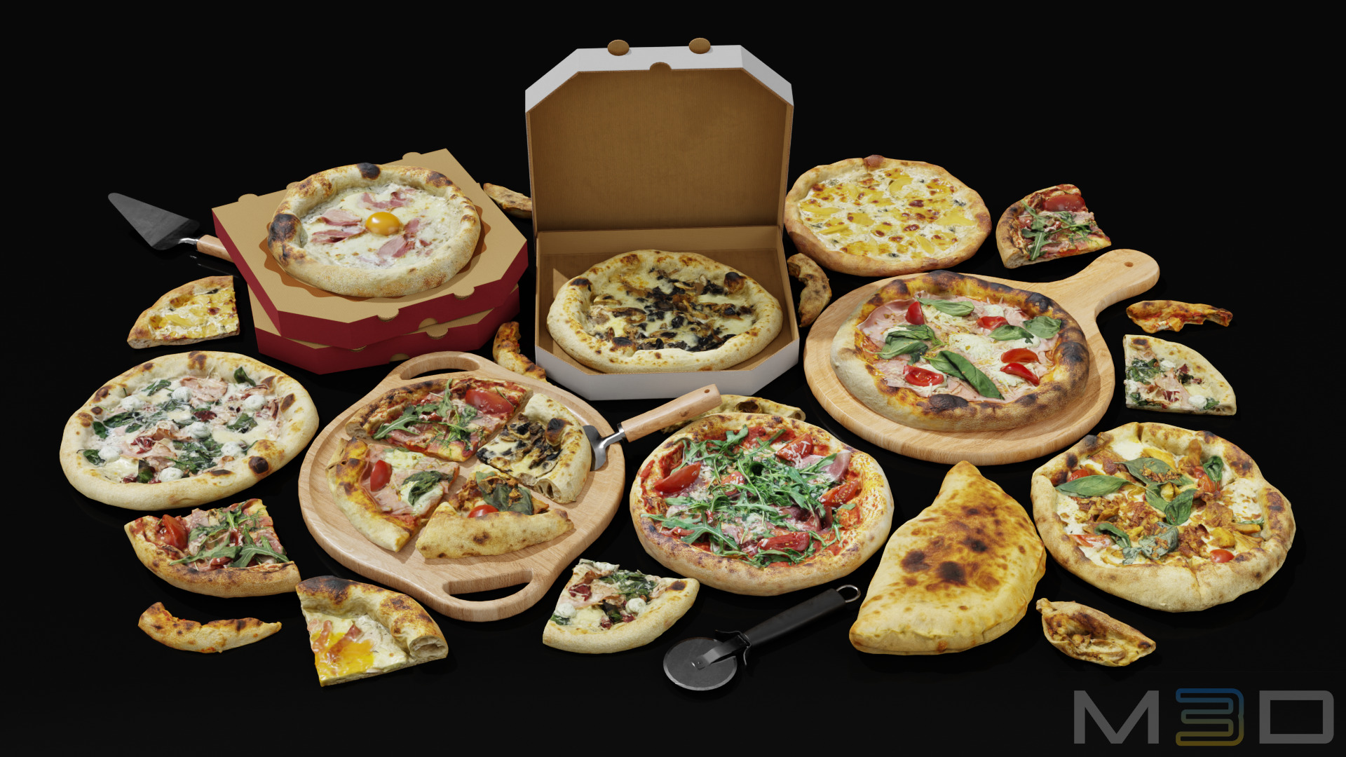 Pizza Pack Low-poly 3D model_2