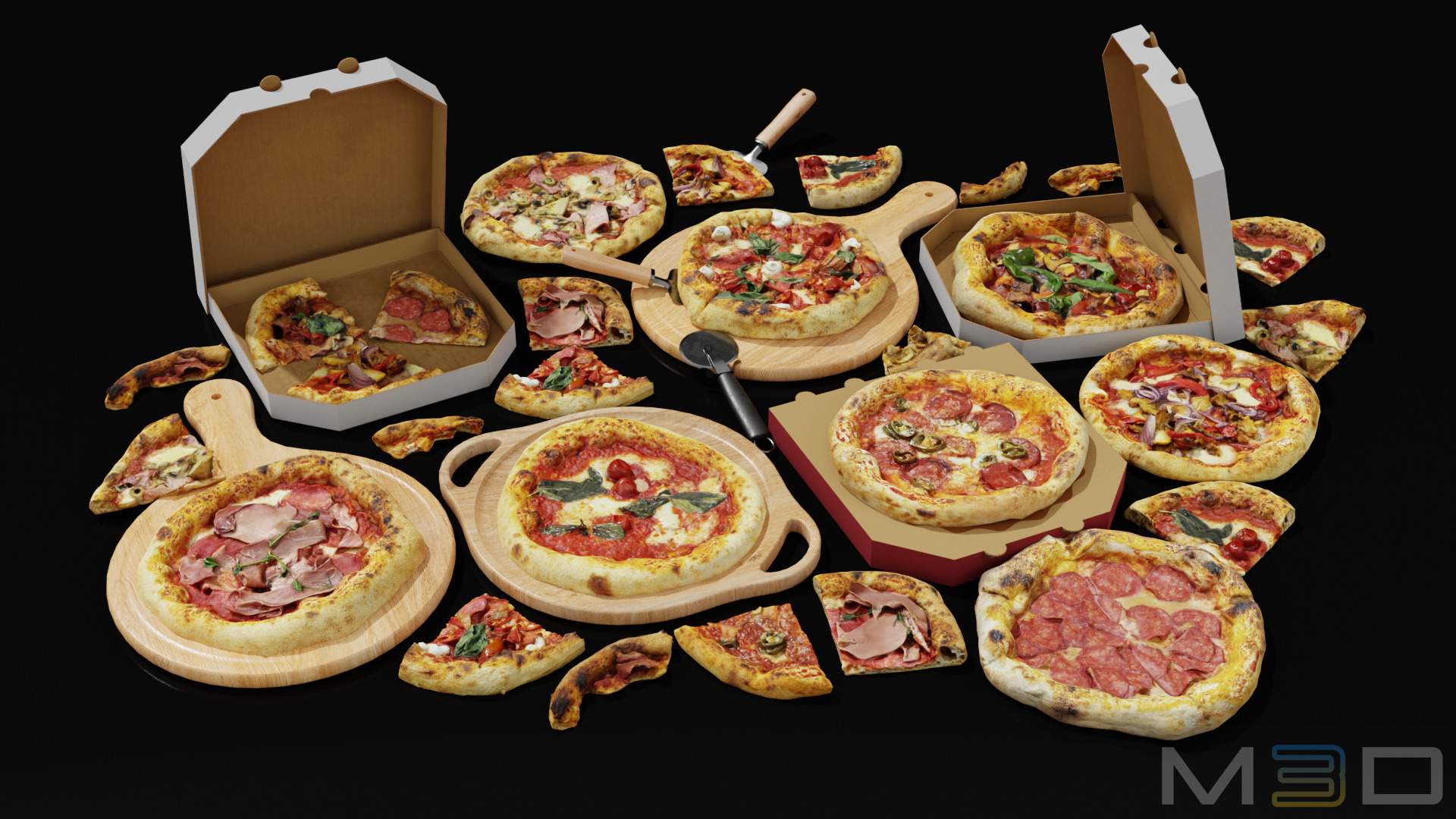 Pizza Pack Low-poly 3D model_1