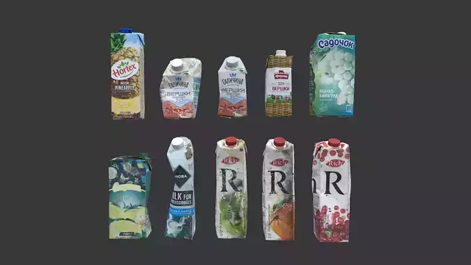 Old dirty tetra pak juice milk set 2