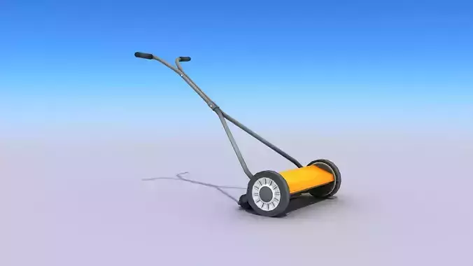 Push Reel Lawn Mower Low-poly 3D model