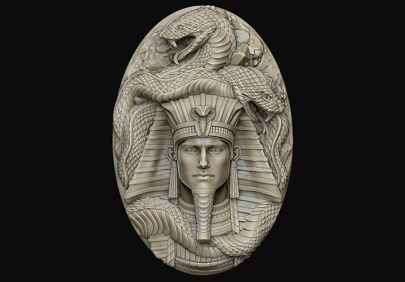 Pharaoh snake medallion design mamba anaconda serpent viper 3D print model
