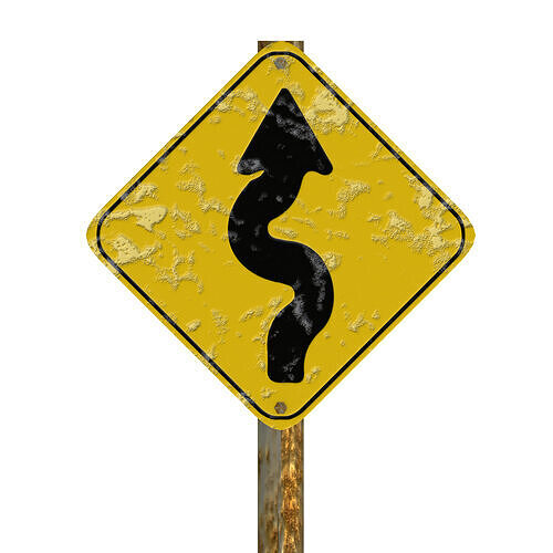 Warning For Curves Traffic Sign 3D model 2