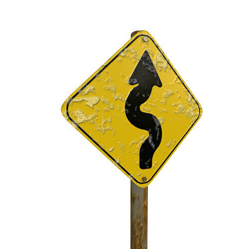 Warning For Curves Traffic Sign 3D model 3