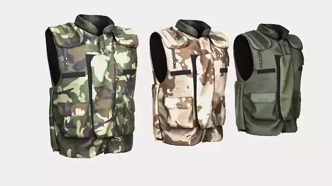 body armor flak jacket Free low-poly 3D model