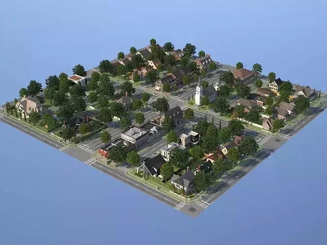 City Town KC10 Low-poly 3D model 4