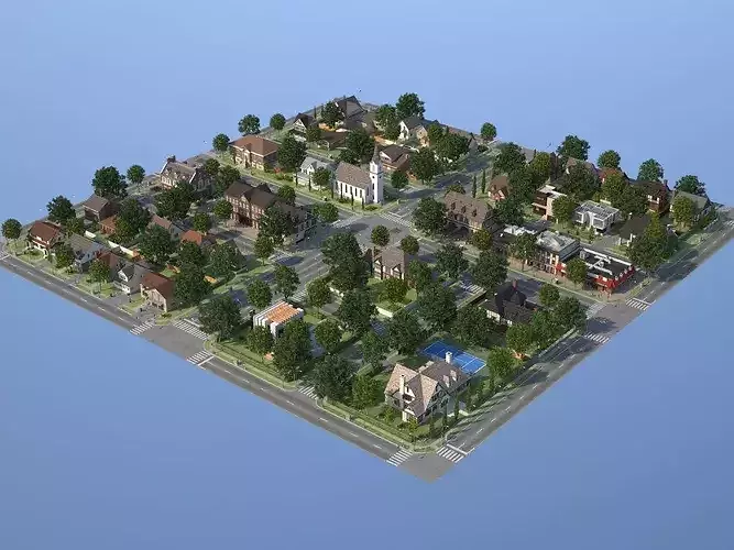 City Town KC10 Low-poly 3D model 5