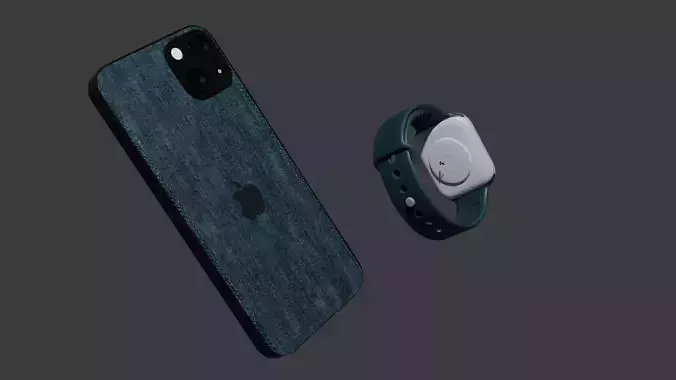 Apple iPhone 13 and Apple Watch 3D Model High Quality