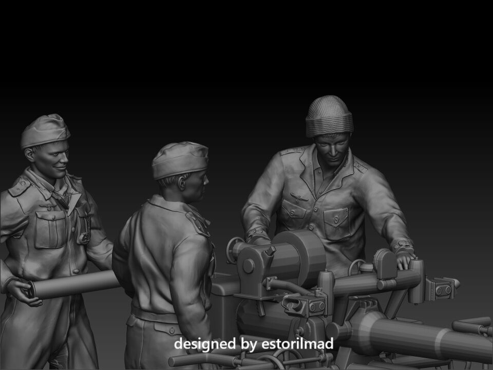 WW2 GERMAN SAILORS U-BOAT KRIEGSMARINE WITH GUN 88 3D print model_1