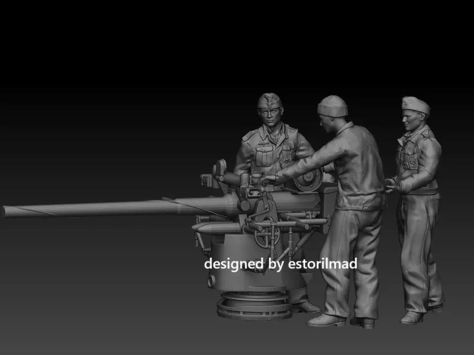 WW2 GERMAN SAILORS U-BOAT KRIEGSMARINE WITH GUN 88 3D print model_0