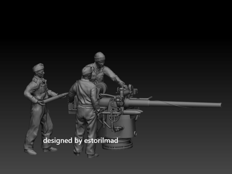WW2 GERMAN SAILORS U-BOAT KRIEGSMARINE WITH GUN 88 3D print model_2