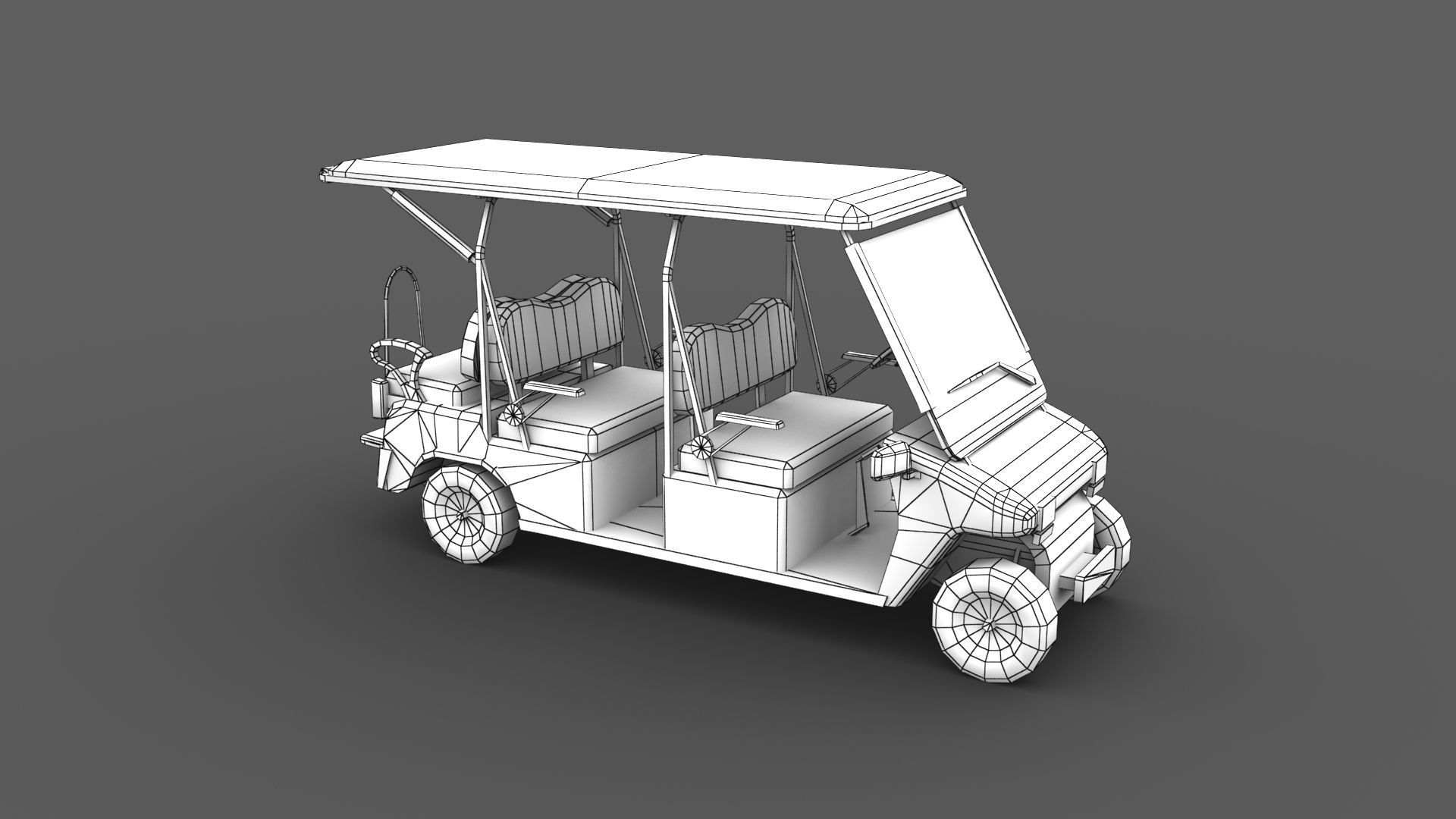 Golf Cart Low-poly 3D model_12