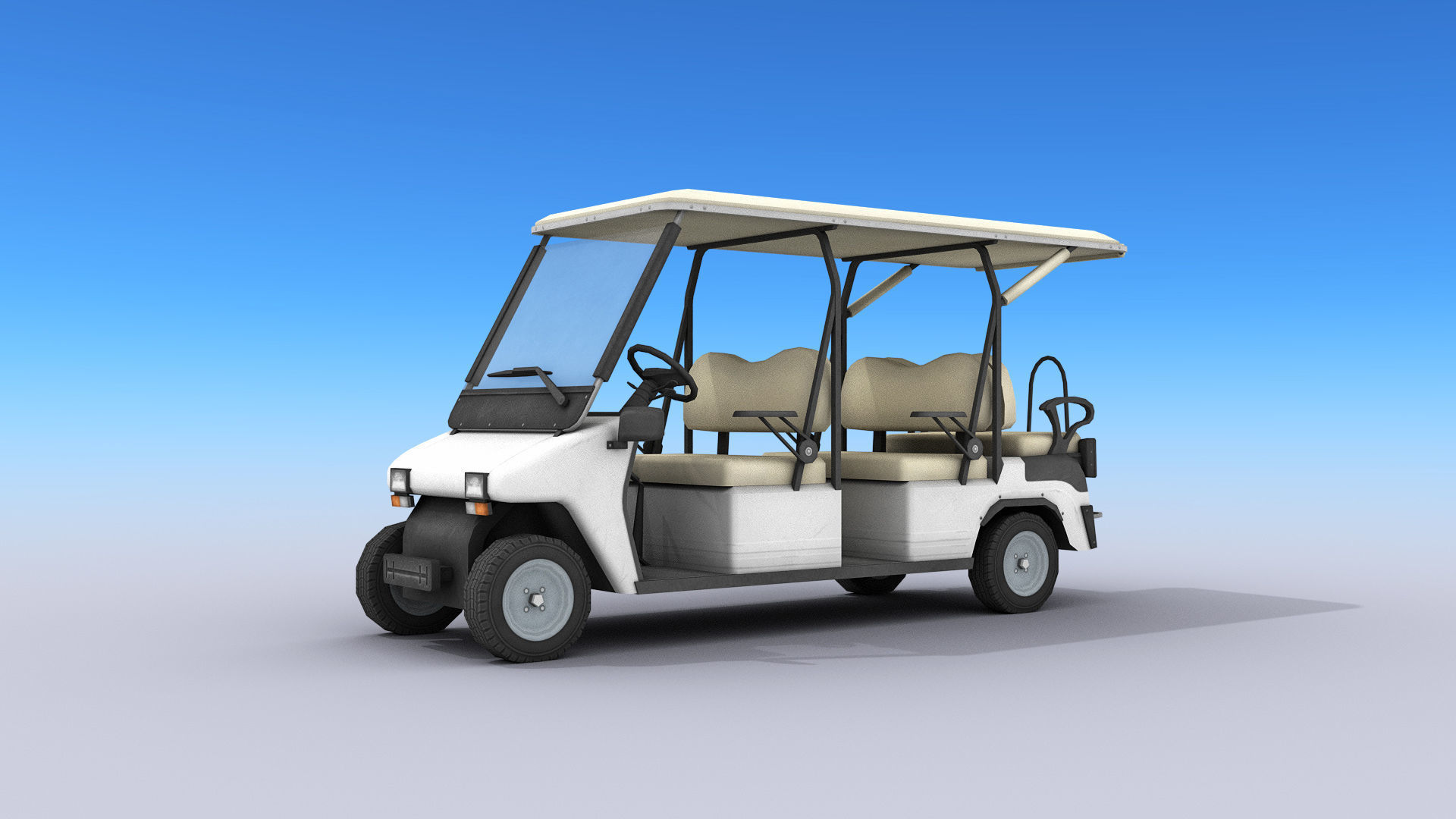 Golf Cart Low-poly 3D model_9