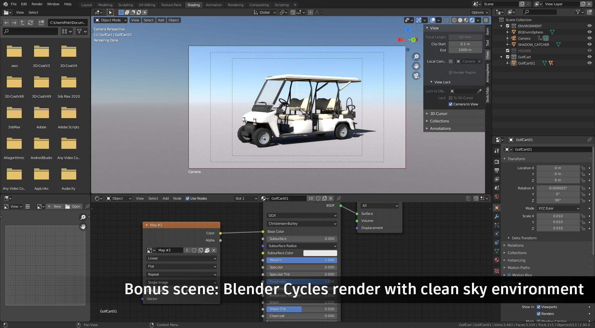 Golf Cart Low-poly 3D model_5