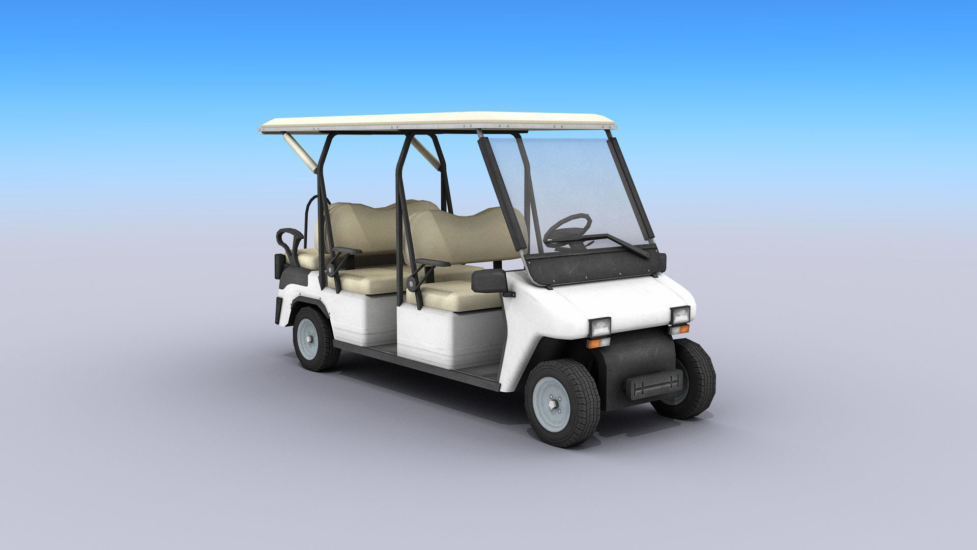 Golf Cart Low-poly 3D model_10