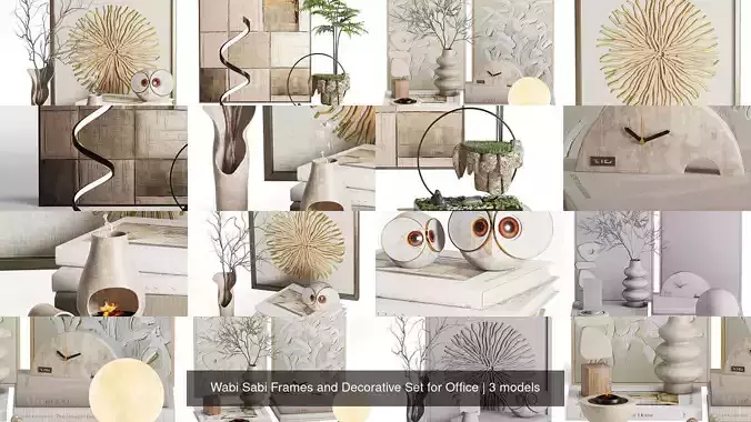 Wabi Sabi Frames and Decorative Set for Office