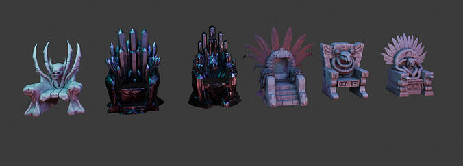 Throne Pack  Low-poly 3D model 4