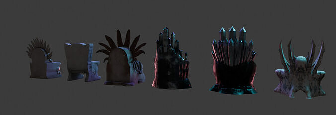 Throne Pack  Low-poly 3D model 5