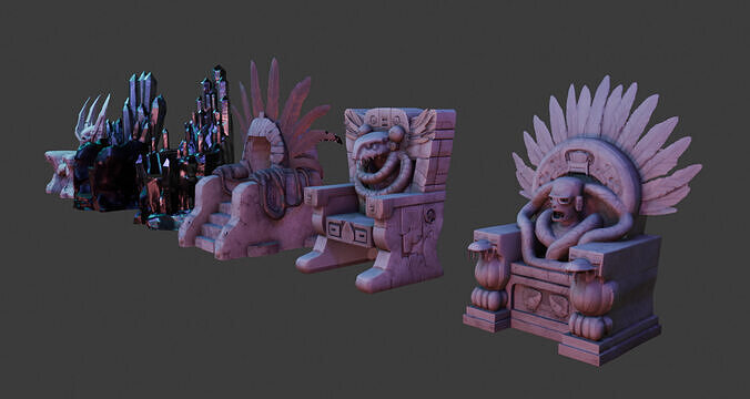 Throne Pack  Low-poly 3D model 2