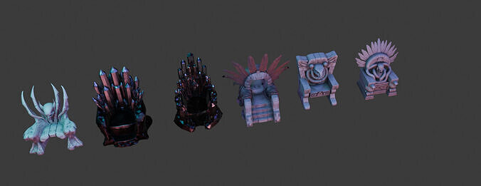 Throne Pack  Low-poly 3D model 3