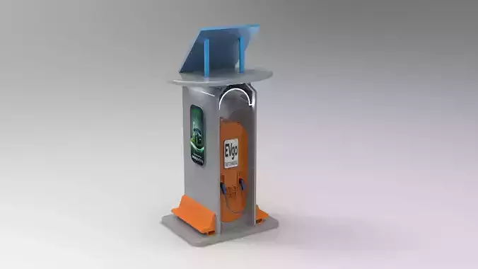 Futuristic EV Charging Station High Detail 3D Model