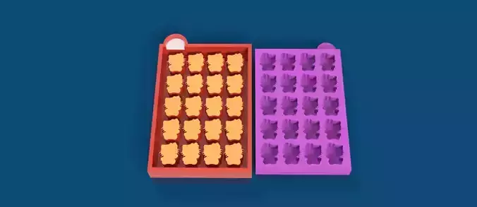 20-Cavity Big Hello Kitty Wax Melt Mold  3D print model