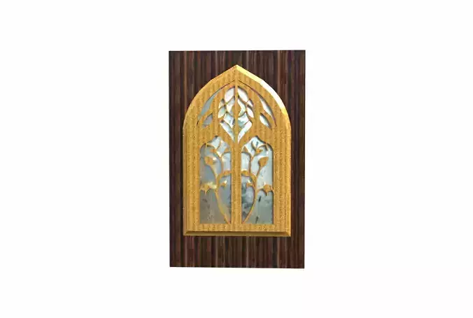 Low-Poly Fantasy Window Elegant Ornate Gothic Art Nouveau Style Low-poly 3D model