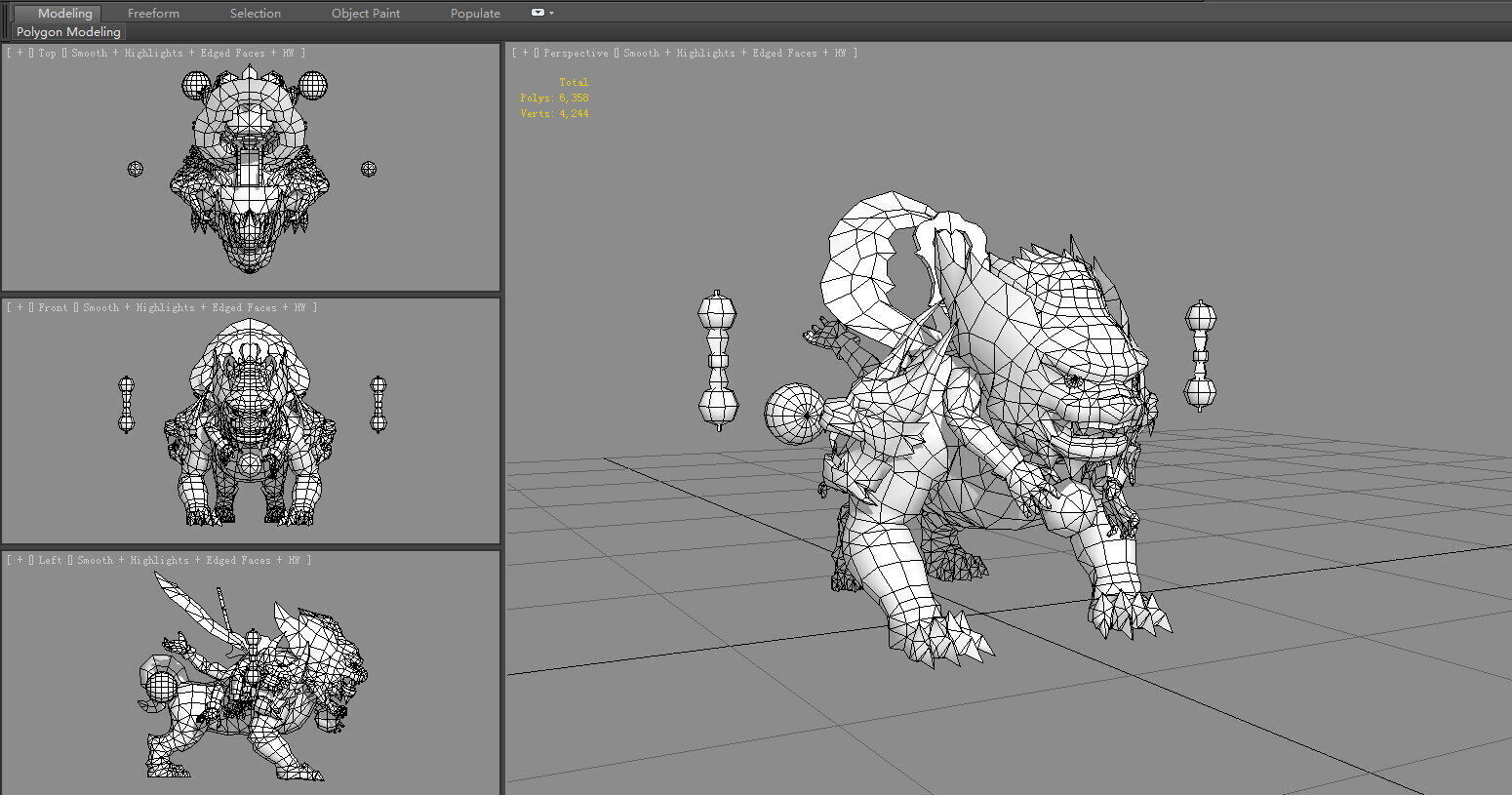 Cartoon Bronze Beast - Taotie mount Low-poly 3D model_6