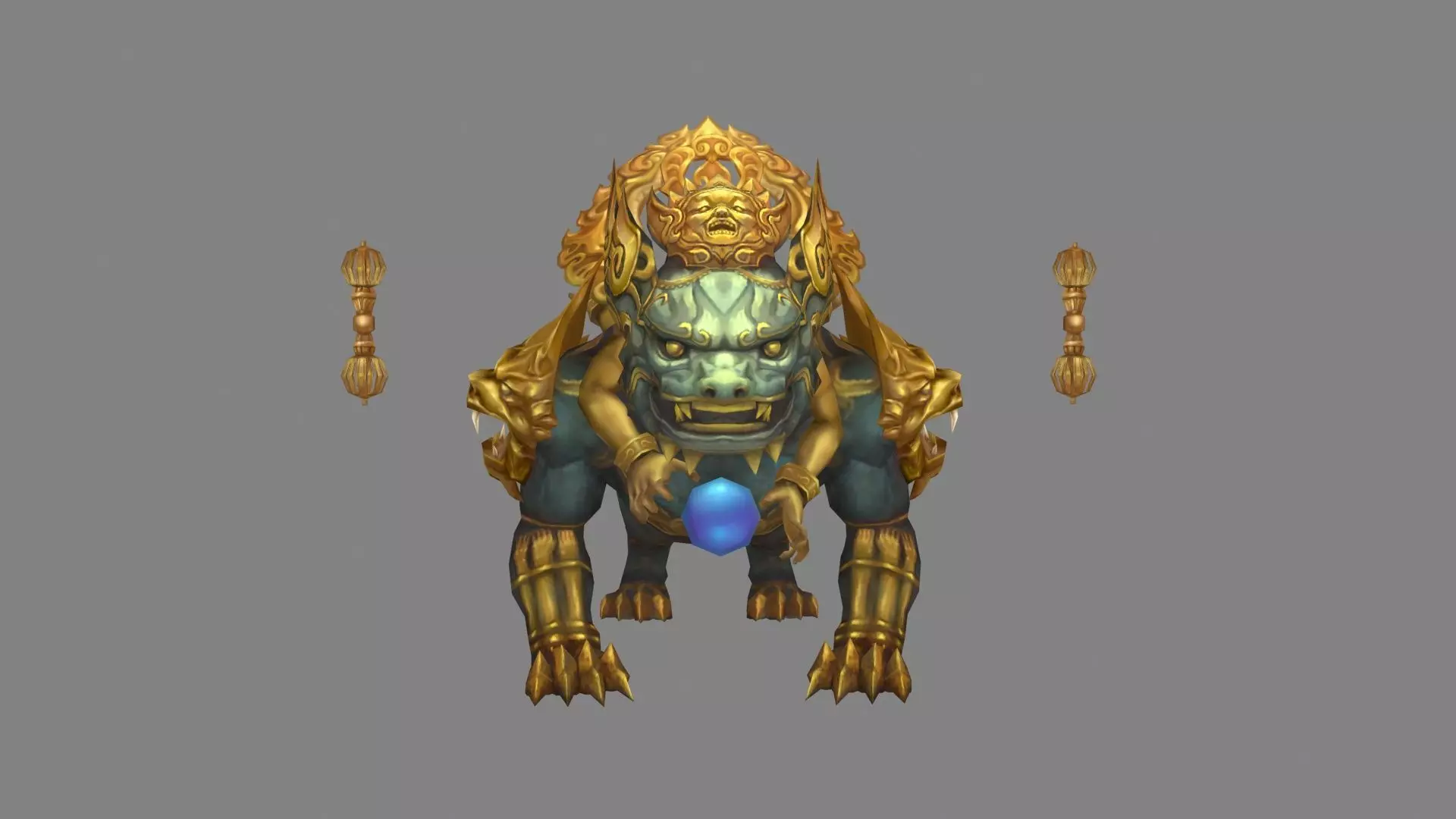 Cartoon Bronze Beast - Taotie mount Low-poly 3D model_0