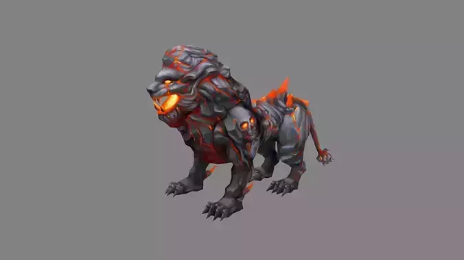 Cartoon Fiery Stone Lion - Fire Lion Mount