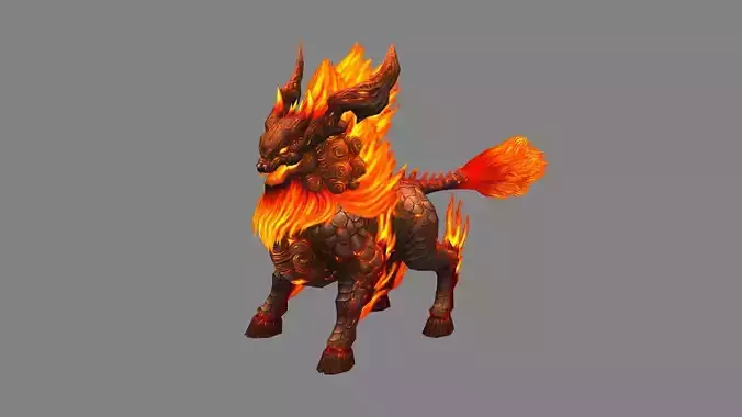 Fire Qilin - Fiery Kirin Mount Low-poly 3D model