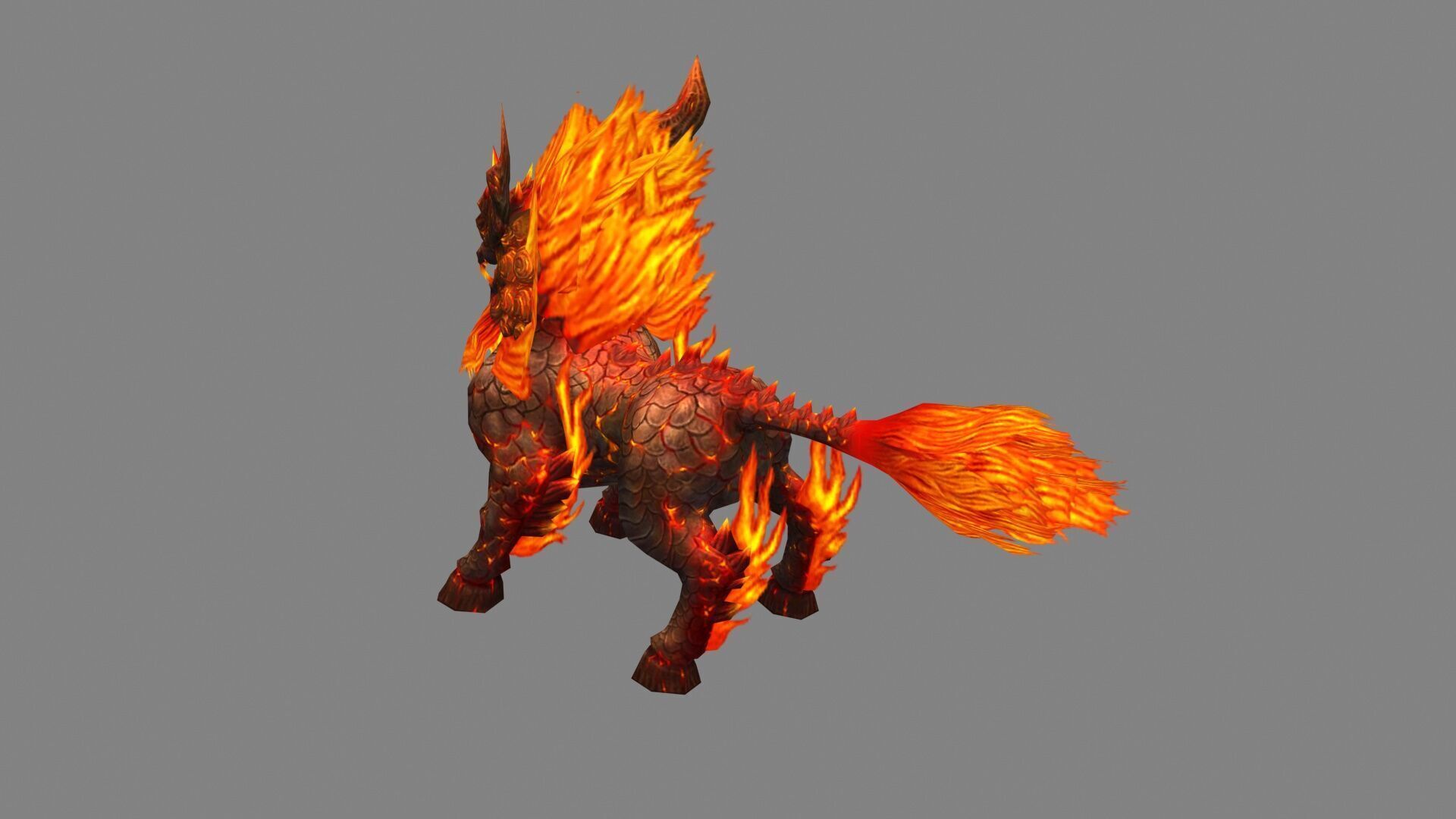 Fire Qilin - Fiery Kirin Mount Low-poly 3D model_2
