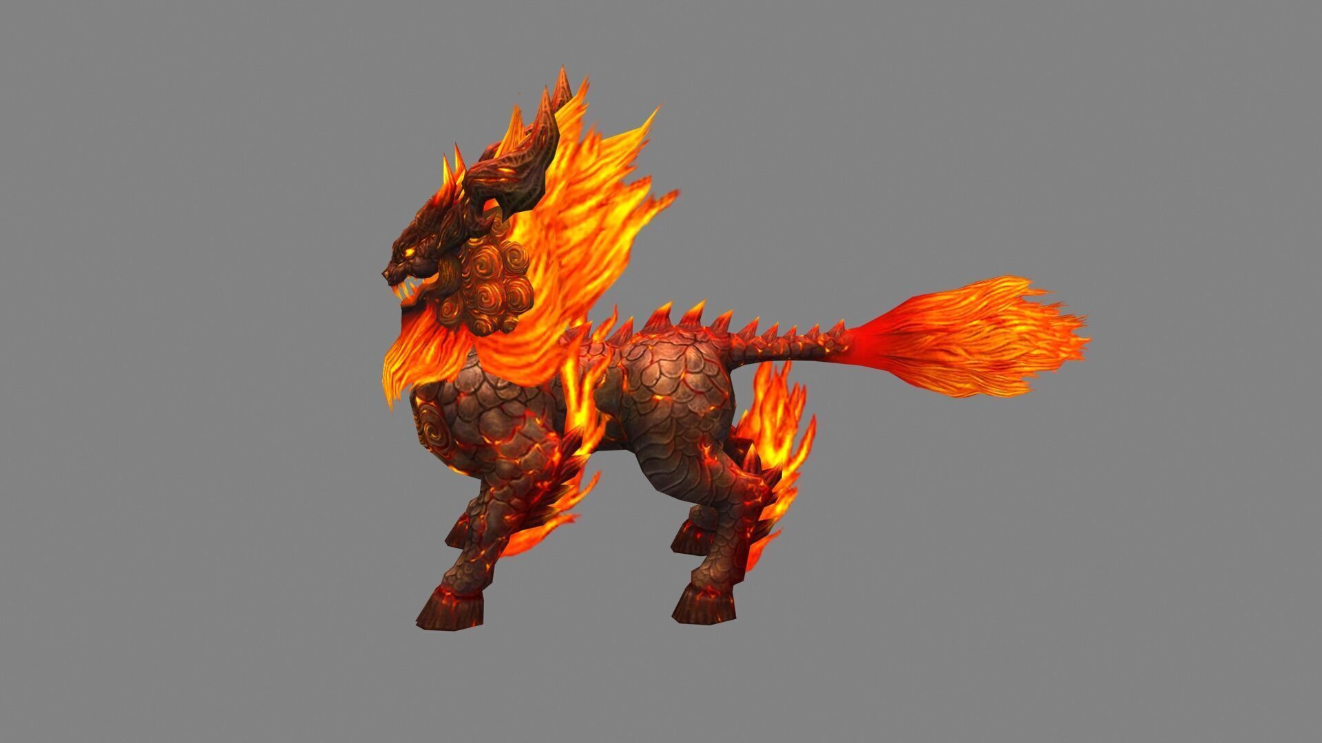 Fire Qilin - Fiery Kirin Mount Low-poly 3D model_1
