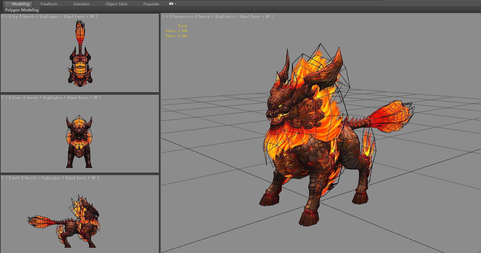 Fire Qilin - Fiery Kirin Mount Low-poly 3D model_5