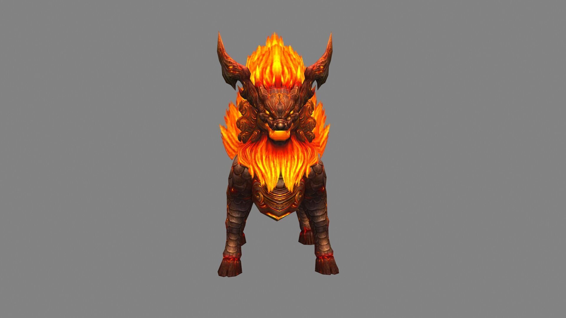 Fire Qilin - Fiery Kirin Mount Low-poly 3D model_3