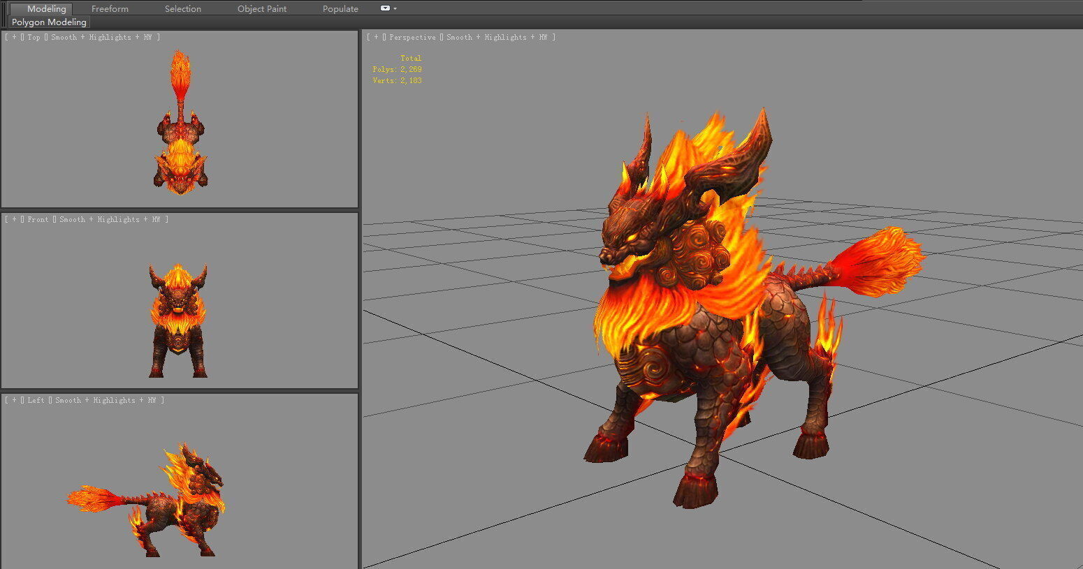 Fire Qilin - Fiery Kirin Mount Low-poly 3D model_4