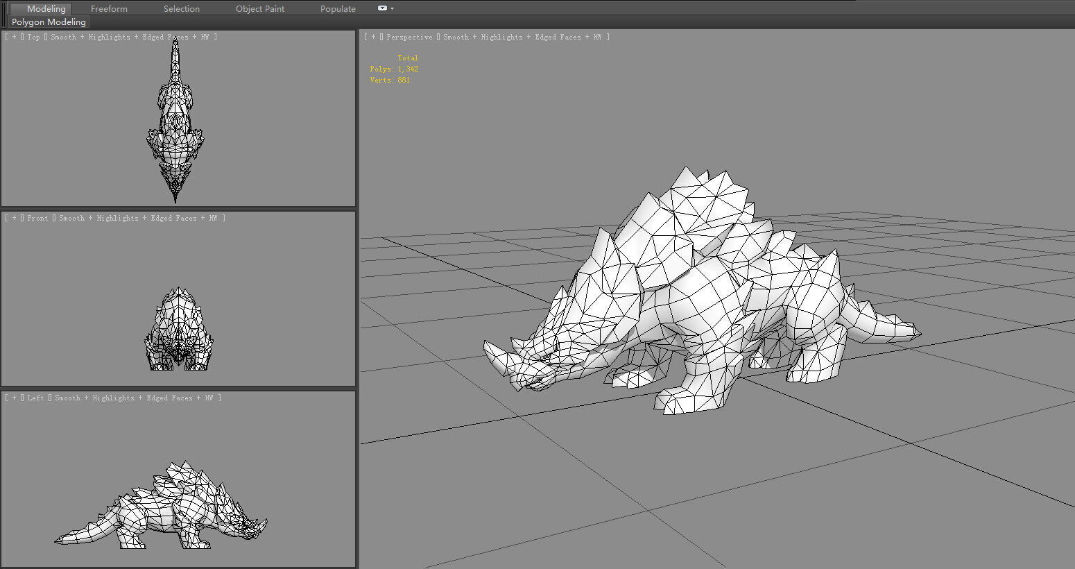 Cartoon Stone Rhino Monster Low-poly 3D model_5