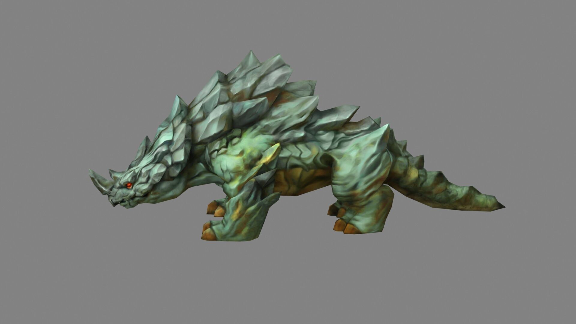 Cartoon Stone Rhino Monster Low-poly 3D model_1