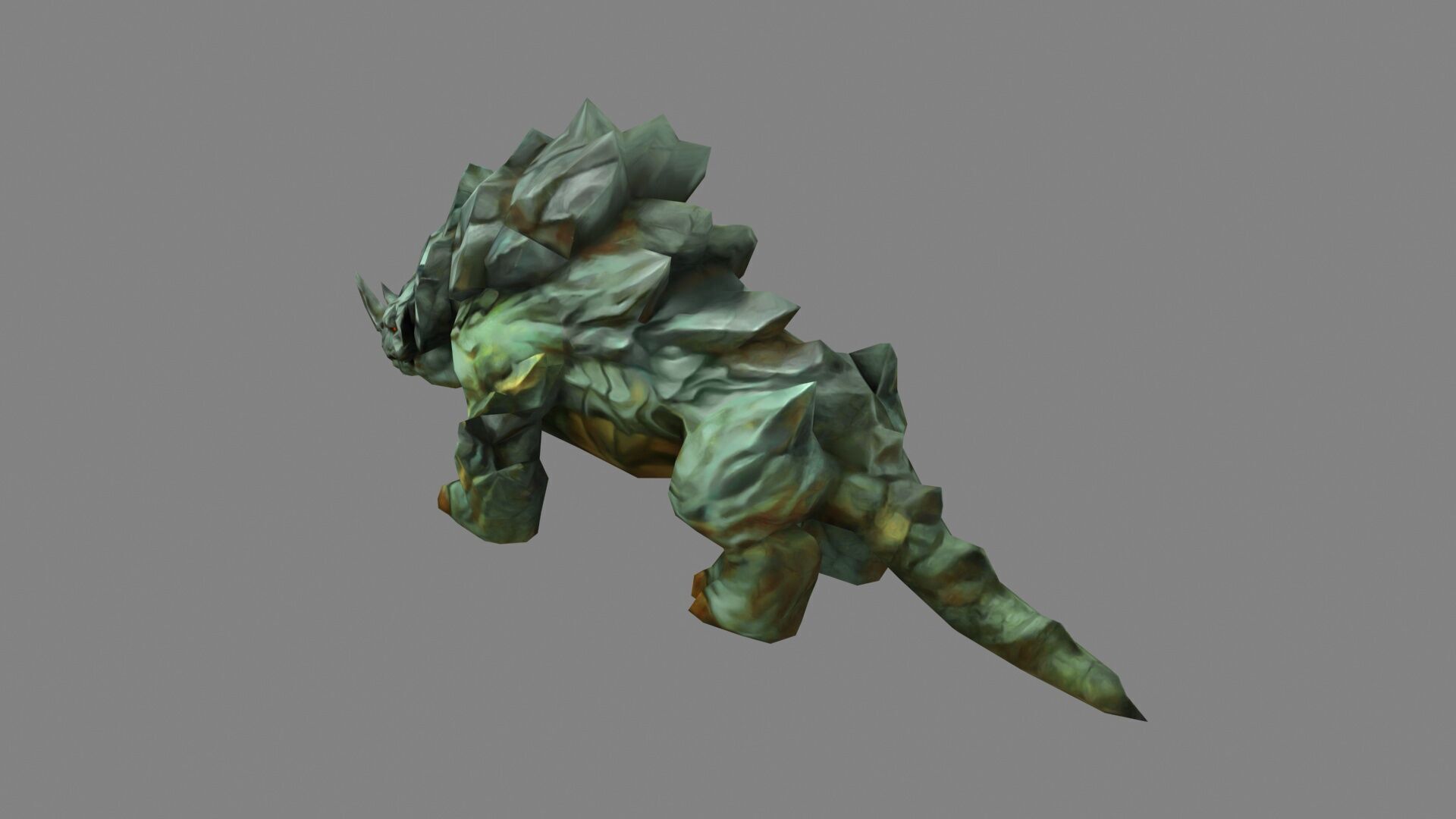 Cartoon Stone Rhino Monster Low-poly 3D model_2