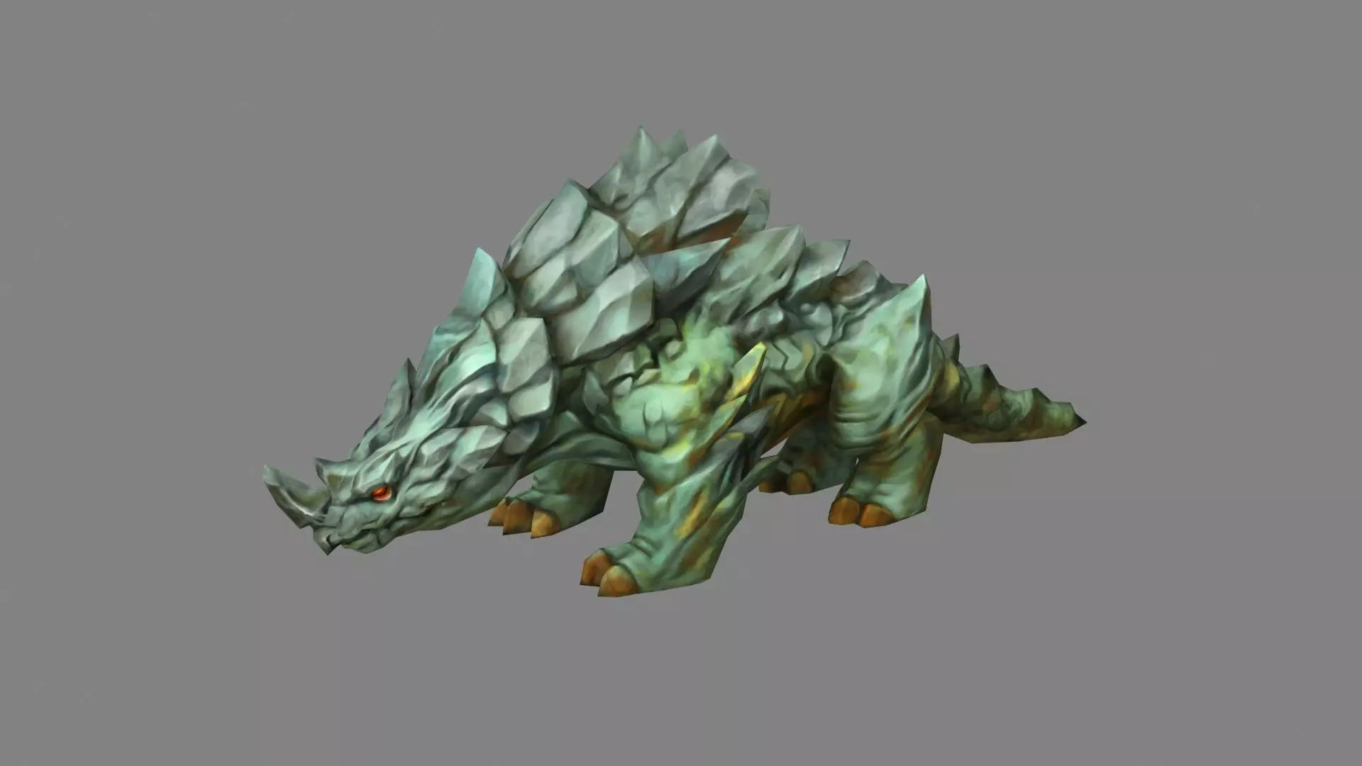 Cartoon Stone Rhino Monster Low-poly 3D model_0