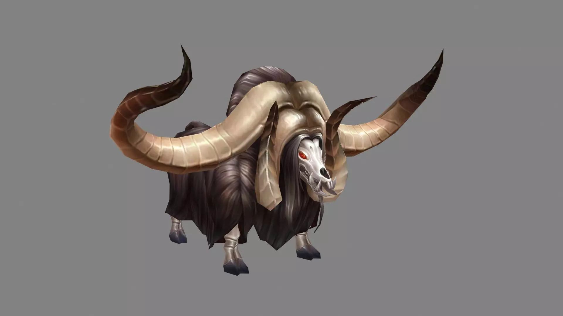 Skeletal Yak Monster - skull bull Low-poly 3D model
