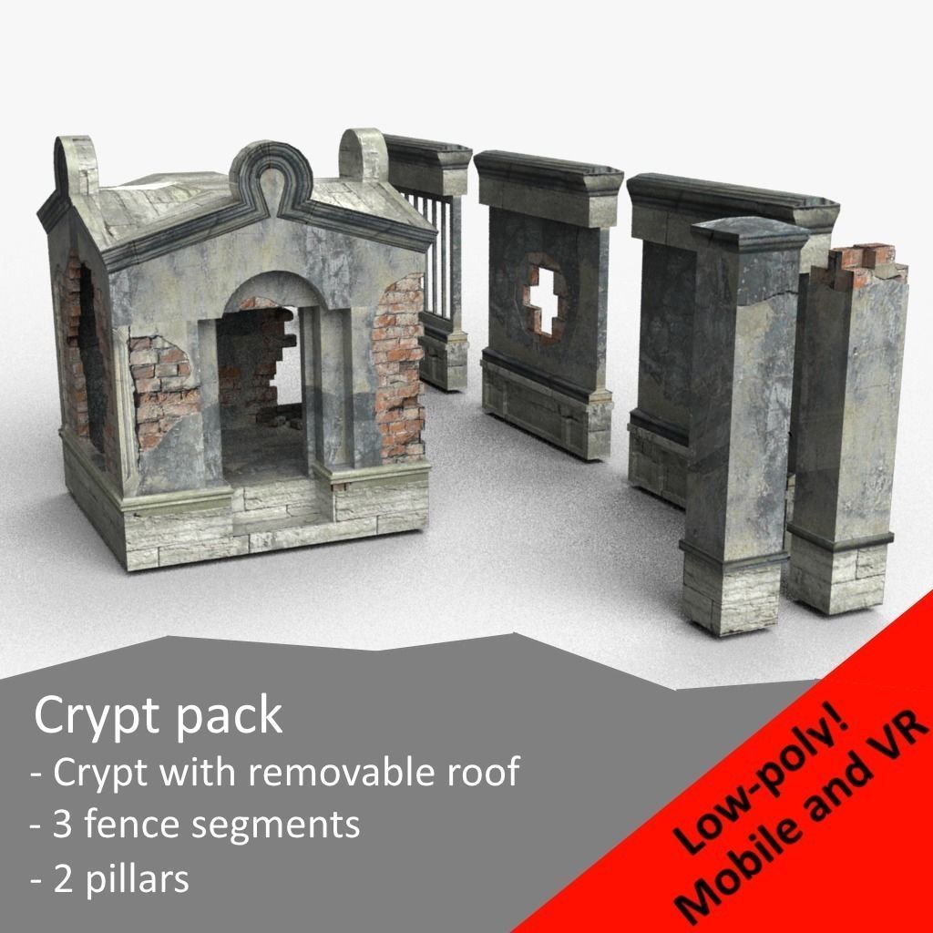 Crypt pack Low-poly 3D model_0