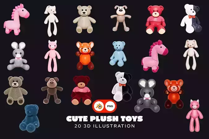 Cute Plush Toys 3D Pack