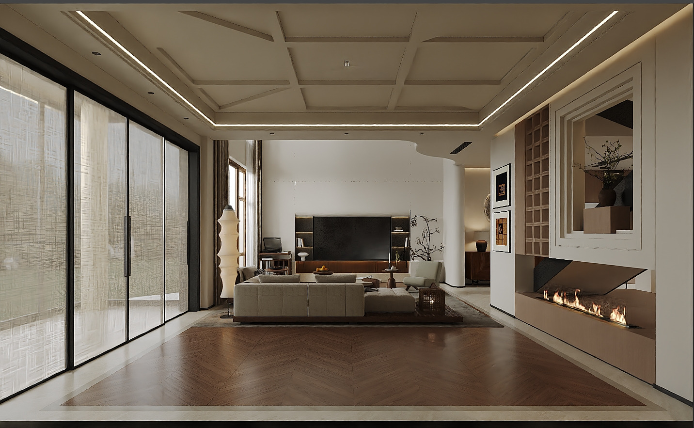 The first-floor vaulted living room 3D model_5