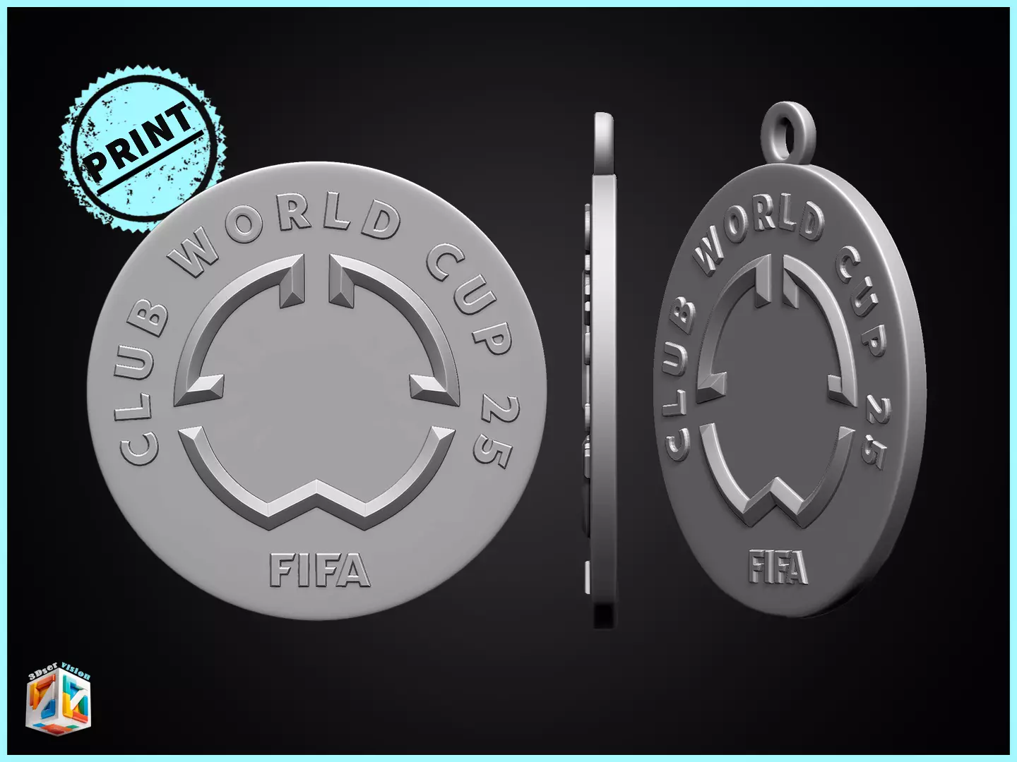 FIFA Club World Cup 2025 logo for 3D printing -- 2 versions 3D print model_0