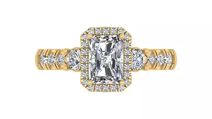 Radiant-Cut Blue Gemstone Engagement Ring 