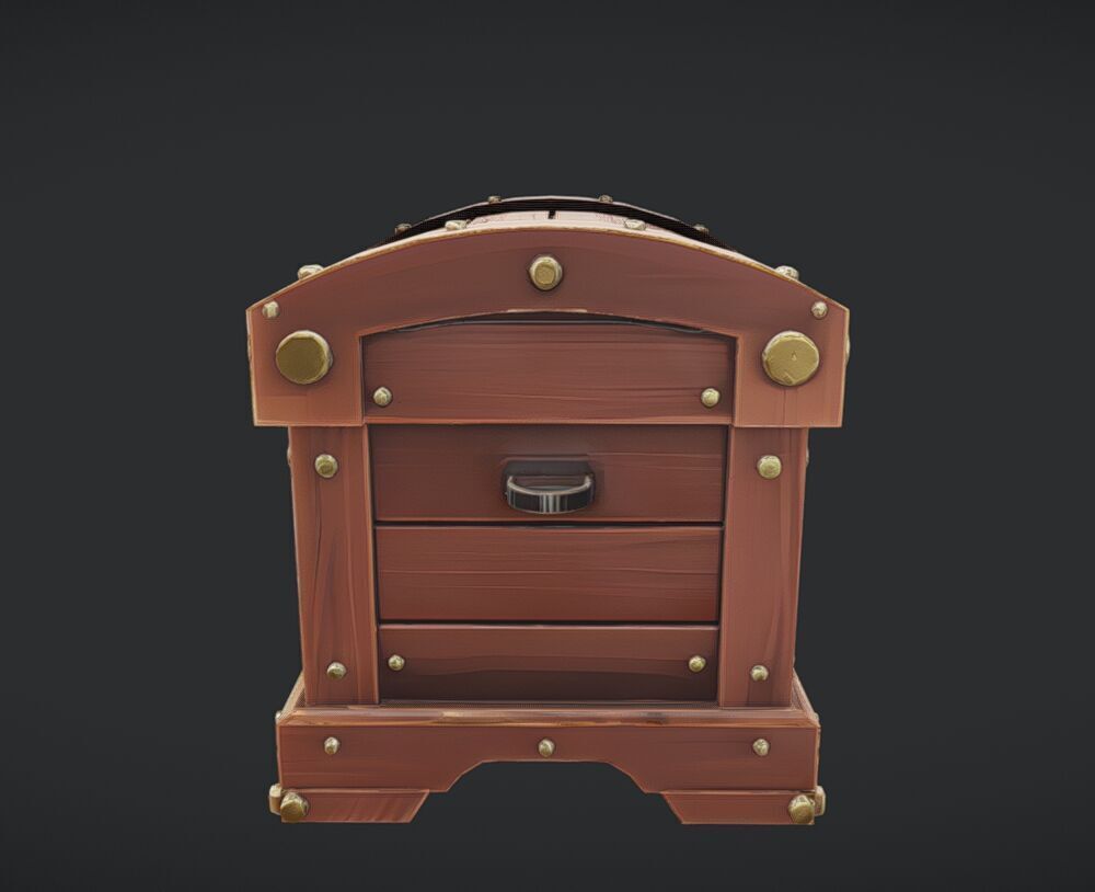 wooden treasure chest with latch 3D model_15