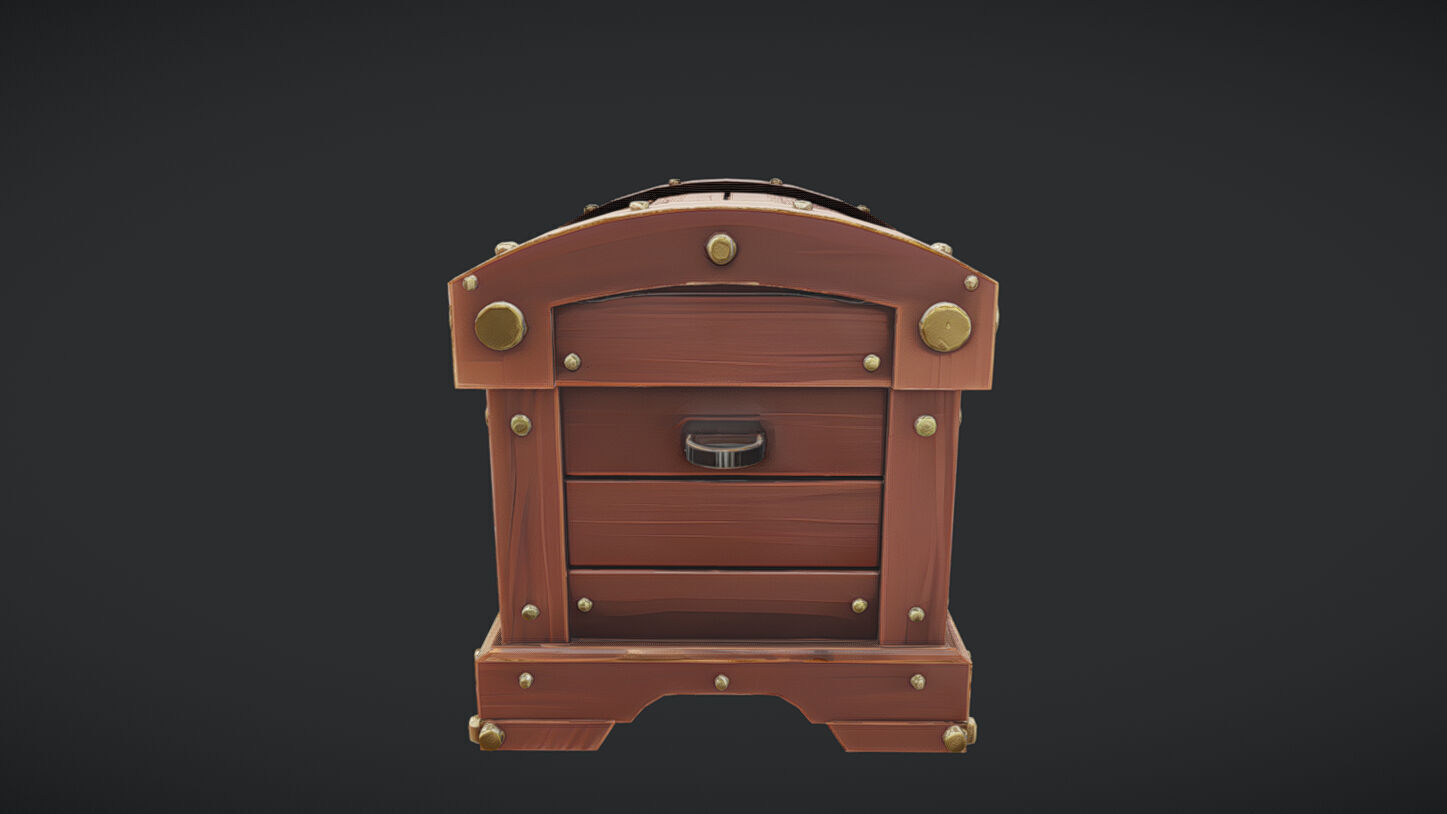 wooden treasure chest with latch 3D model_21
