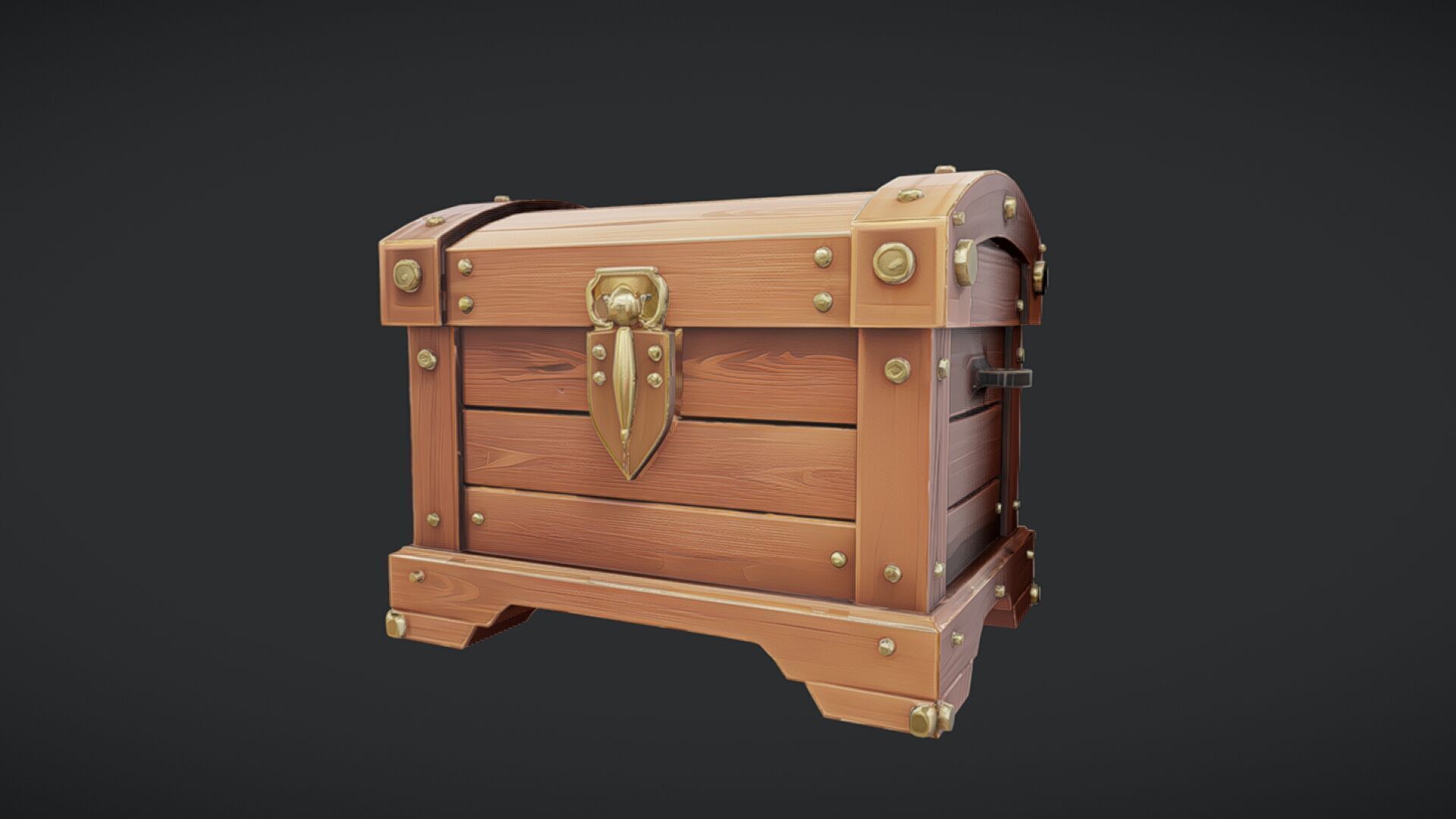 wooden treasure chest with latch 3D model_12