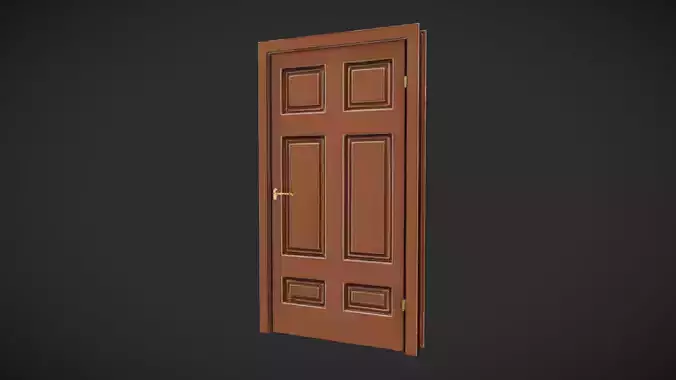 Wooden door with brass fixtures